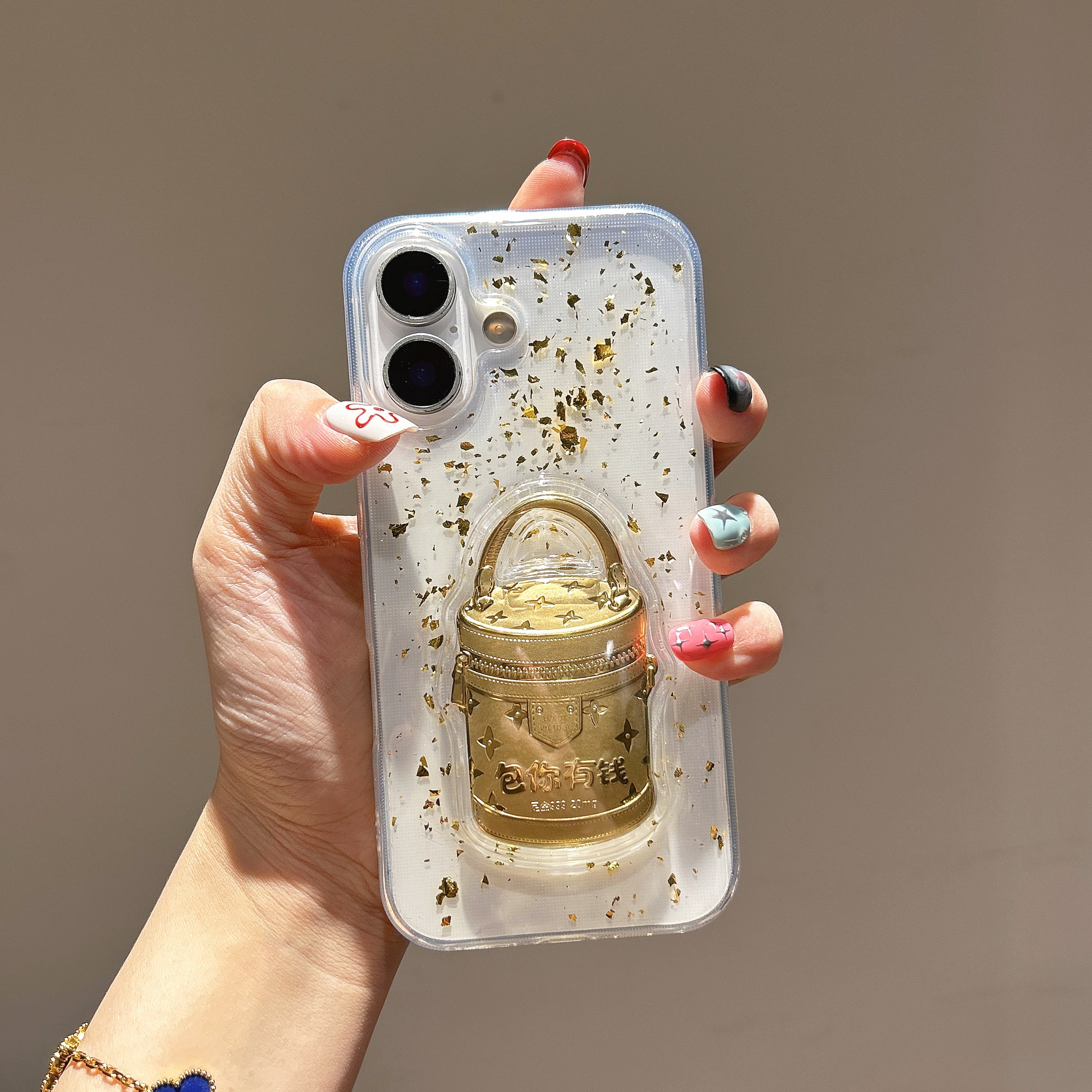 滴胶金箔立体 包你有钱 财神爷 马上有钱 福袋 适用于苹果17手机壳iPhone17promax透明保护套17pro软壳16新款