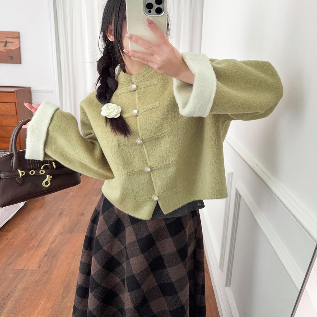 新中式双面呢大衣短款外套