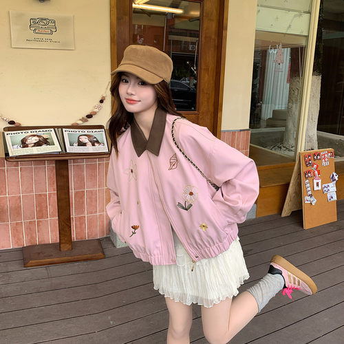 2026新款复古撞色翻领棒球服飞行员刺绣外套2D009-2605P165控268