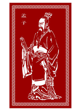 R04孟子图像剪纸底稿黑白打印底稿花鸟手工刻纸图案中国风装饰画