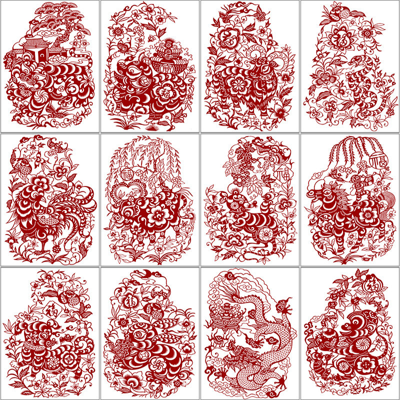 打印底稿刻纸中国风窗花剪纸图样