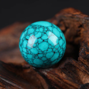 湖北高瓷绿松石水草纹子铁线圆珠散珠文玩金刚星月优化绿松石配饰