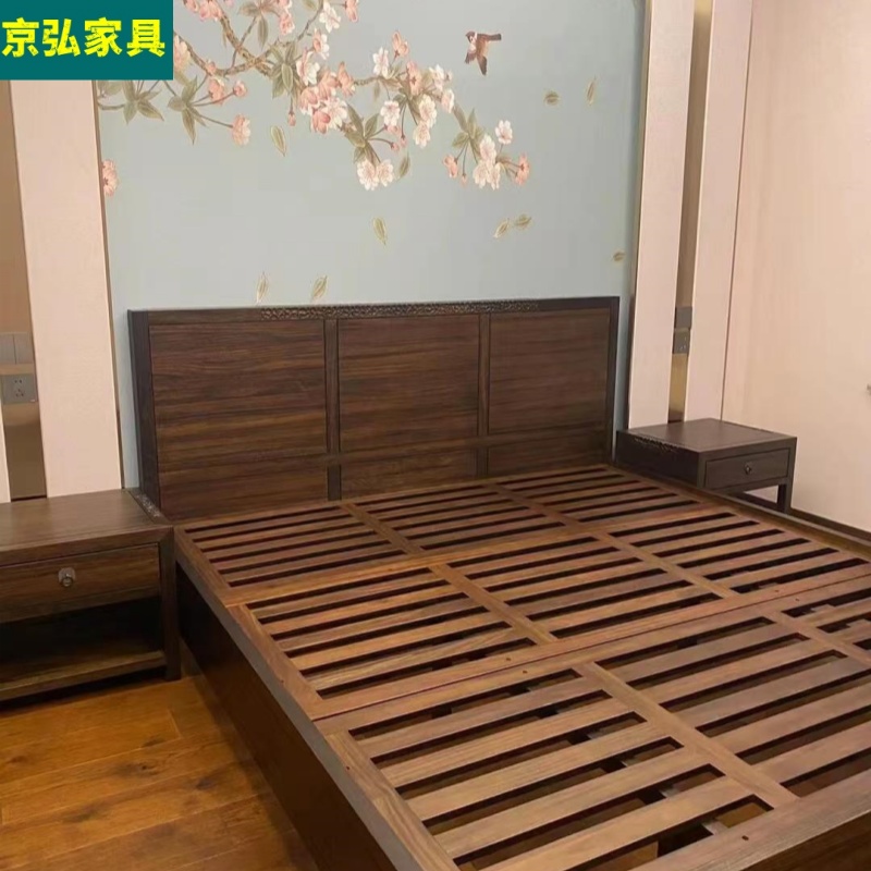 新中式双人床 主卧黑檀家具爱里古夷苏木1.8米婚床君和宋檀风格床