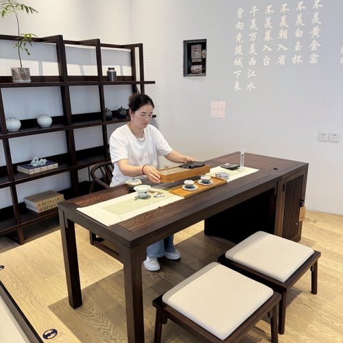 新中式实木茶桌椅组合黑檀木茶台茶室茶几爱里古夷苏木君和宋檀风