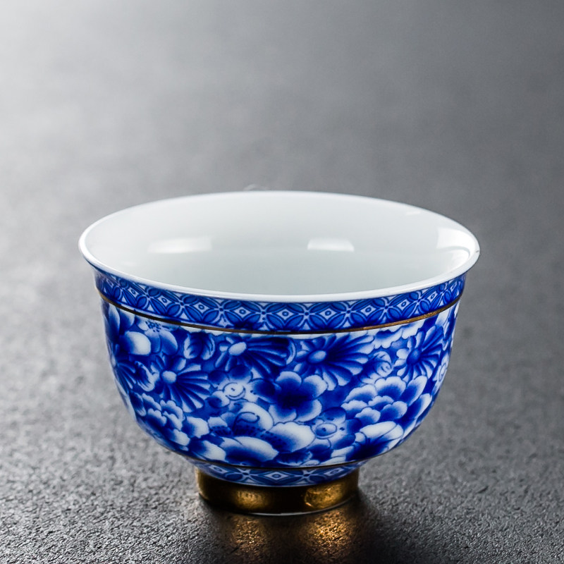 青花瓷茶杯陶瓷功夫茶具小茶杯单杯主人杯茶具茶盏套装茶碗品茗杯