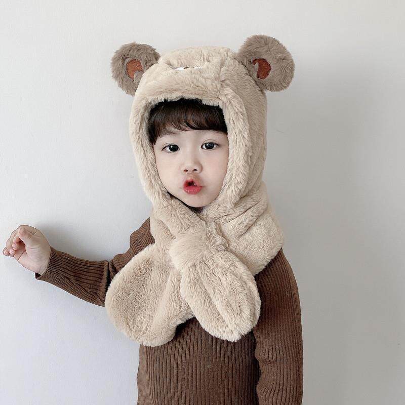 儿童帽子围巾一体秋冬男童新款围脖宝宝男宝2025护耳帽男孩冬季