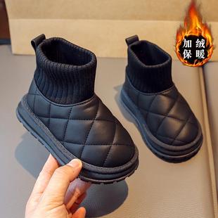 儿童棉鞋男童冬季2025新款童鞋雪地靴男孩加绒大棉保暖女童棉靴子