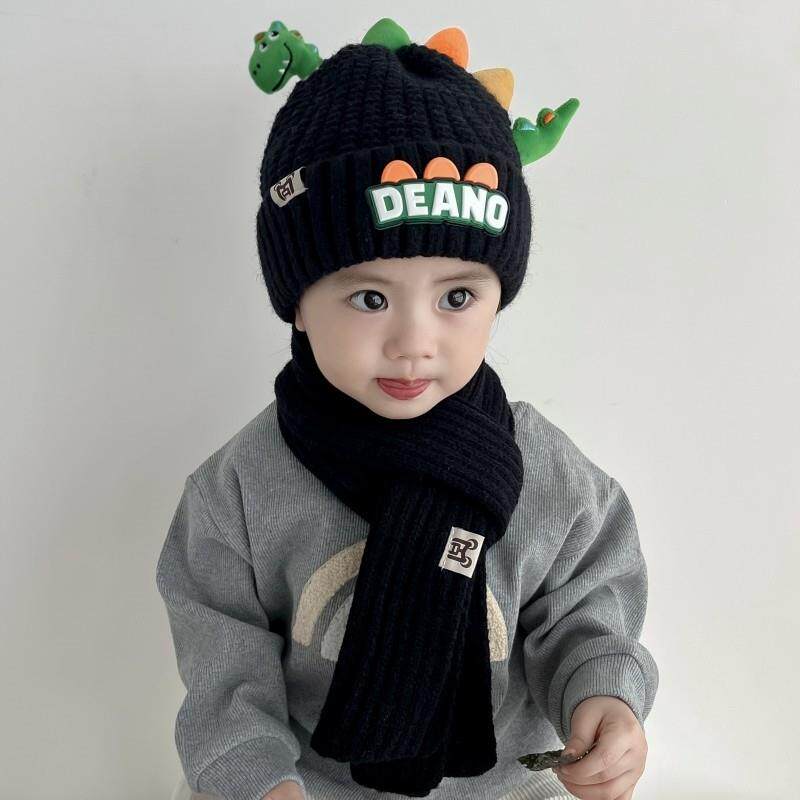 冬天儿童帽子围巾两件套加绒男童女童帽套头护耳毛线帽套装加厚潮