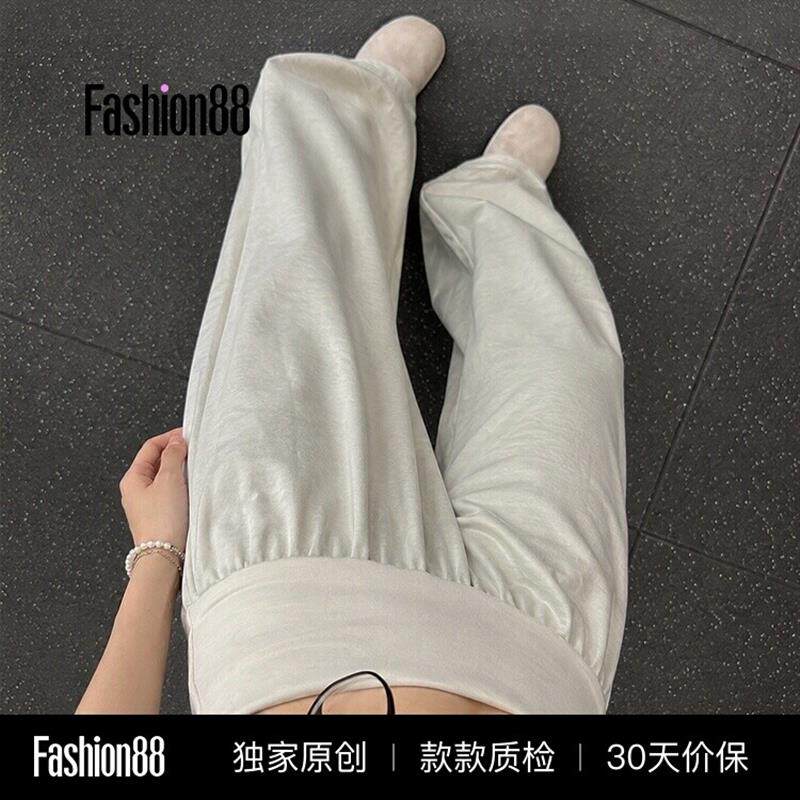 灰色翻腰运动裤女夏季秋冬直筒宽松阔腿休闲裤小个子瑜伽健身裤子