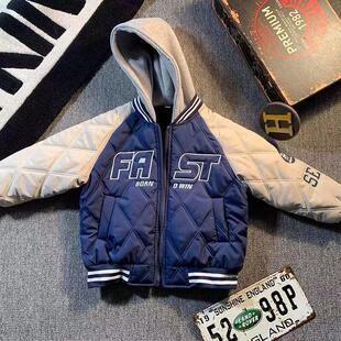 2024男童棒球秋冬新款棉服儿童中大童加厚夹棉加绒外套棉衣