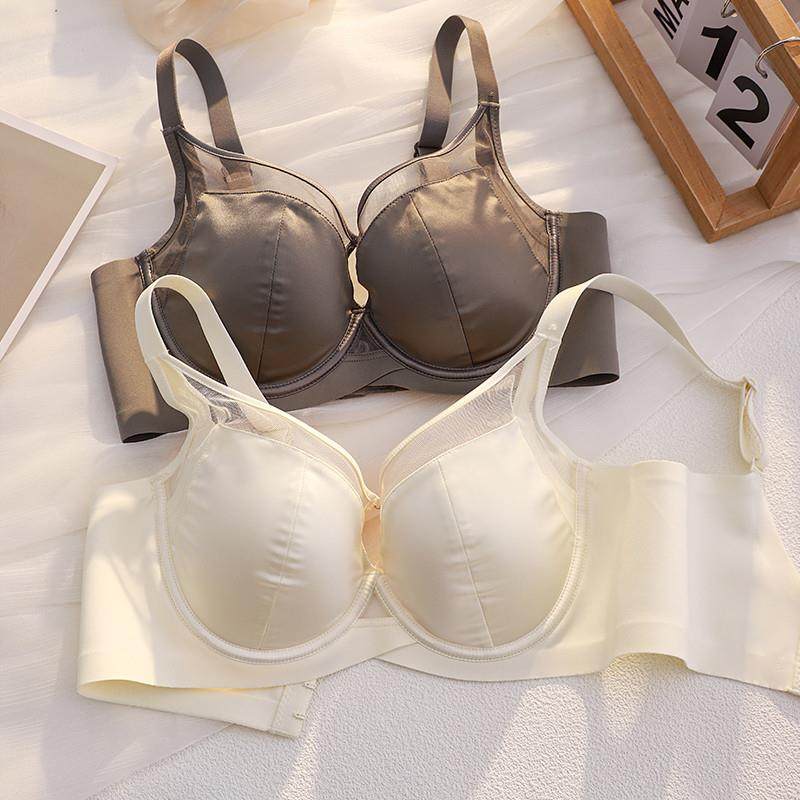 缎面性感内衣女大胸显小薄款收副乳防下垂调整型软钢圈文胸罩套装,女士内衣/男士内衣/家居服,文胸,淘宝优惠券,粉丝福利购,淘宝优惠卷