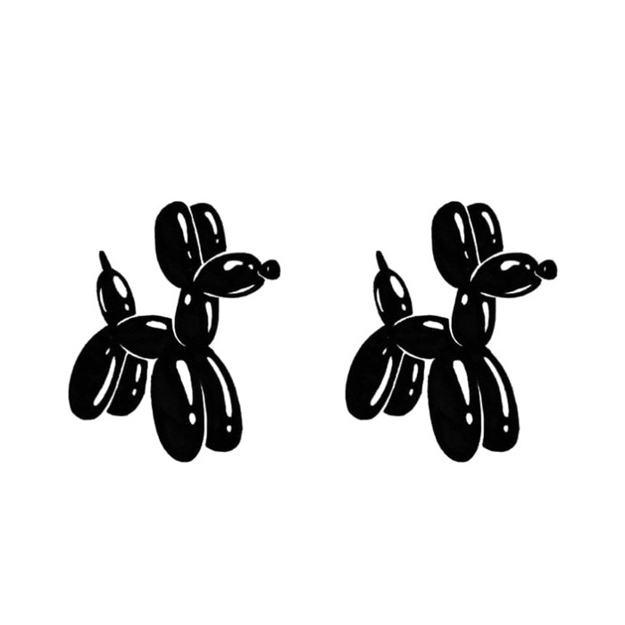 喵小姐原创纹身贴 jeffkoons小狗 黑白卡通气球狗 欧美清新小图贴