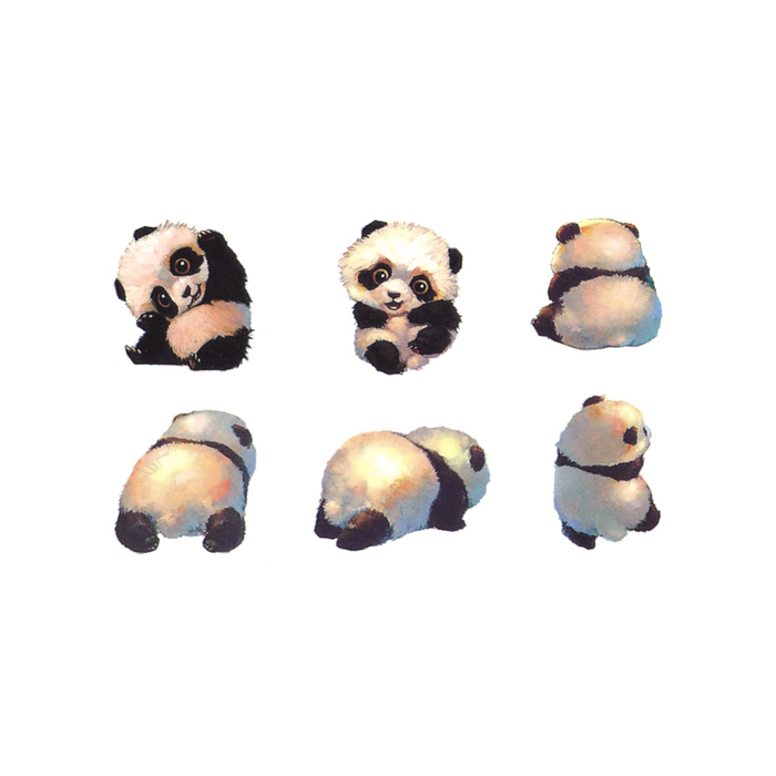 纹身贴防水女 持久韩国仿真可爱熊猫图案小清新3D熊猫贴纸