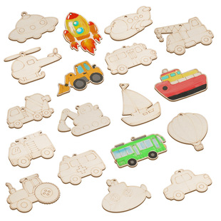 木质涂鸦木片森林动物海洋鲸鱼水母挂件手绘涂色少儿手工彩绘材料