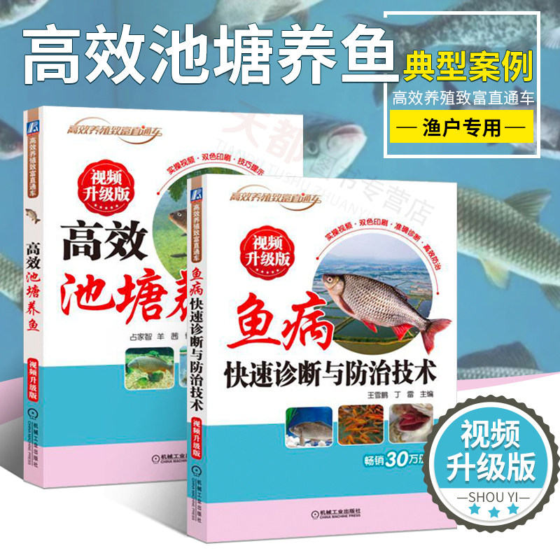养鱼新技术书 高效池塘养鱼+鱼病快速诊断与防治技术 科学养鱼技术大全书籍 淡水鱼养殖水产养殖生态养鱼技术教程流行鱼病防治技术