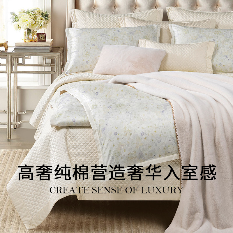 百搭风超柔长绒棉四件套高档纯棉被套140S高品质现代简约床上用品