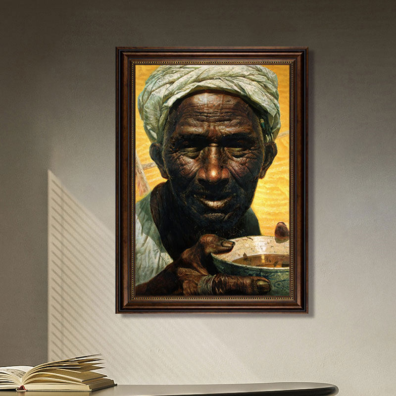 现代古典罗中立父亲装饰画中国农民酒店餐厅壁画农家乐饭店挂画