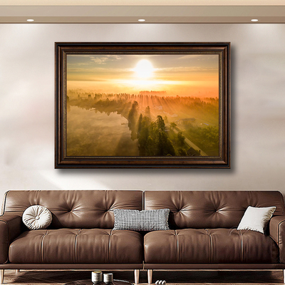 日出东方装饰画美式客厅东墙玄关挂画太阳床头画旭日东升墙面壁画
