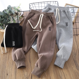 男童裤子春秋款2024新款春装儿童中童男孩大童运动裤洋气灰色卫裤