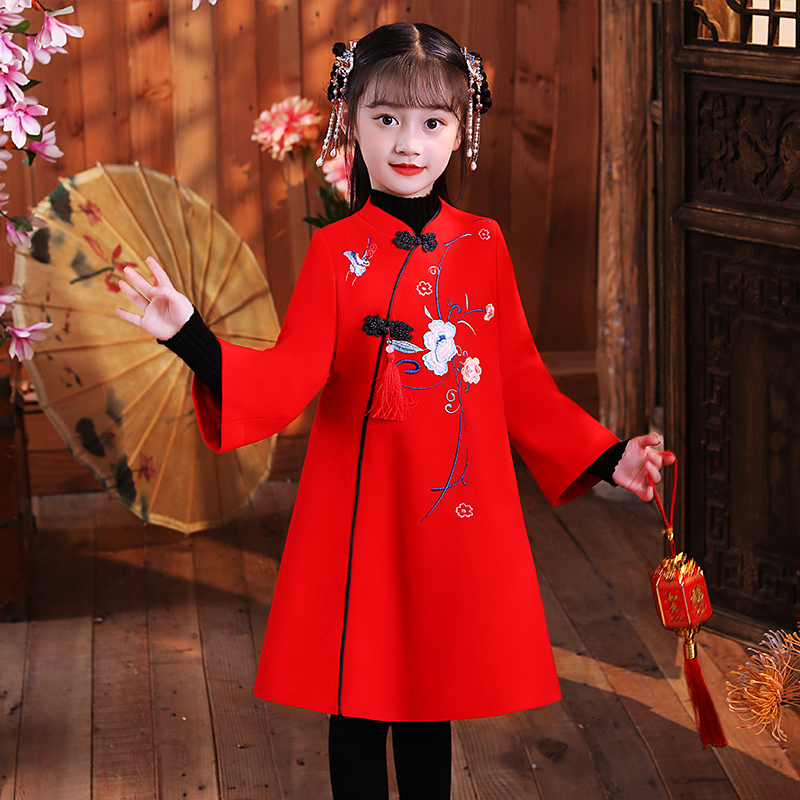 汉服女童秋冬装2020新款儿童过年拜年服宝宝唐装裙子冬季加厚旗袍