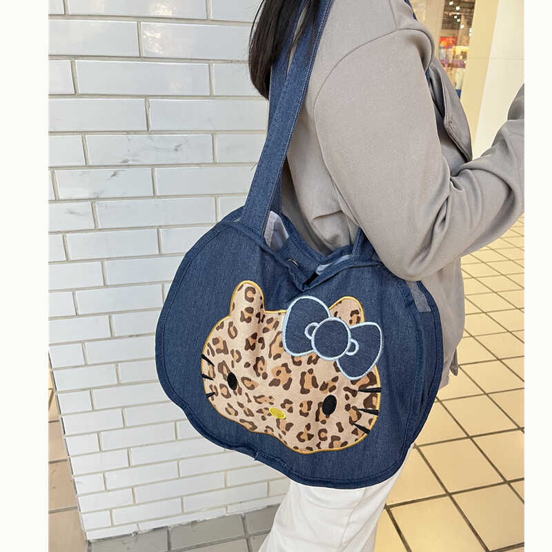 豹纹Kitty单肩包女学生帆布包