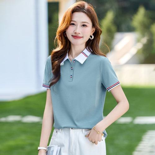 2026夏季女款撞色短袖Polo衫