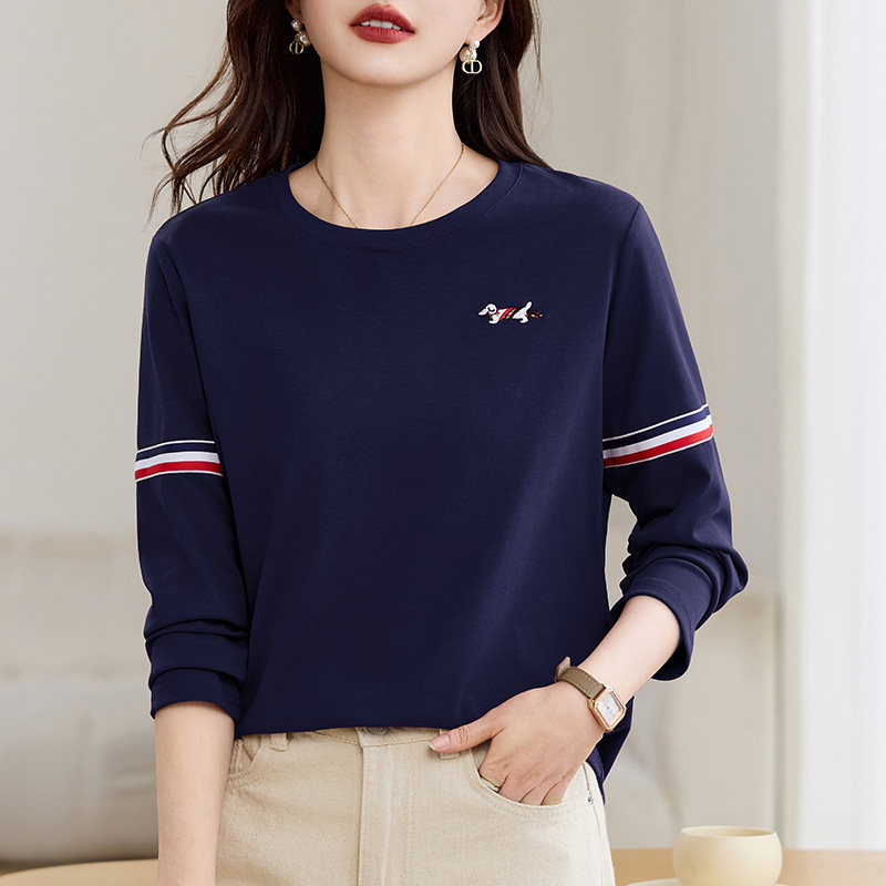 长袖t恤女2026新款早春爆款洋气女装修身正肩上衣时尚内搭打底衫