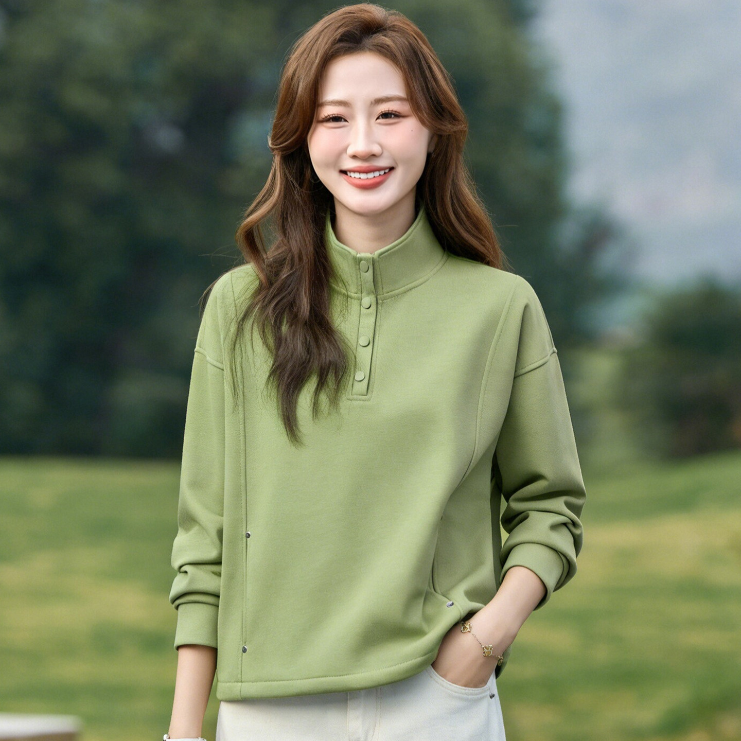 2026秋季立领宽松显瘦女士卫衣图片