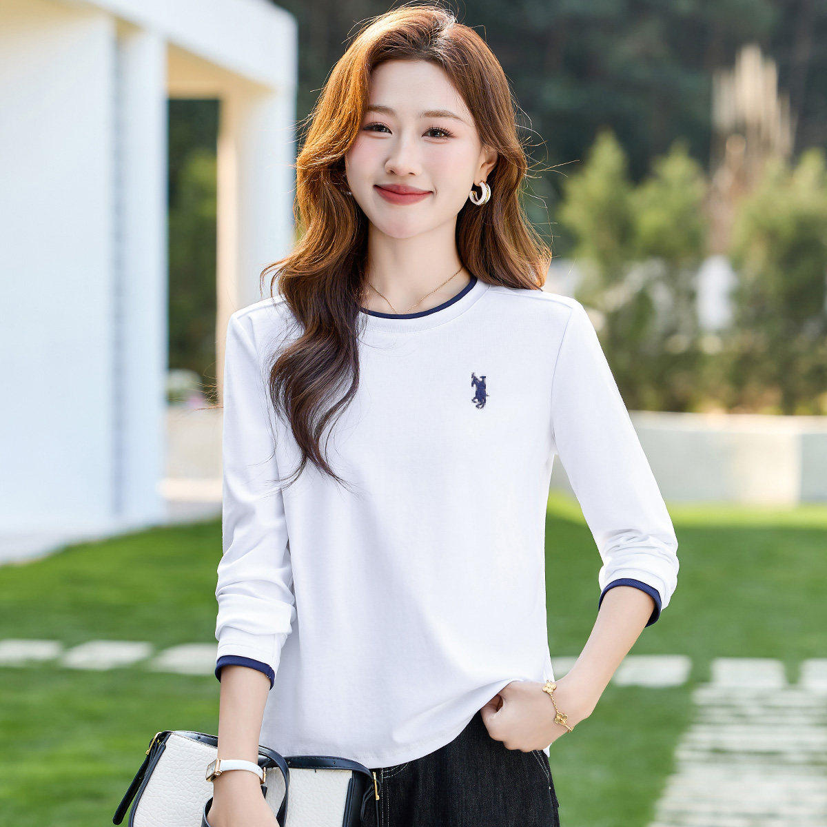 长袖t恤女士打底衫春季内搭可外穿2026新款气质洋气显瘦女装上衣
