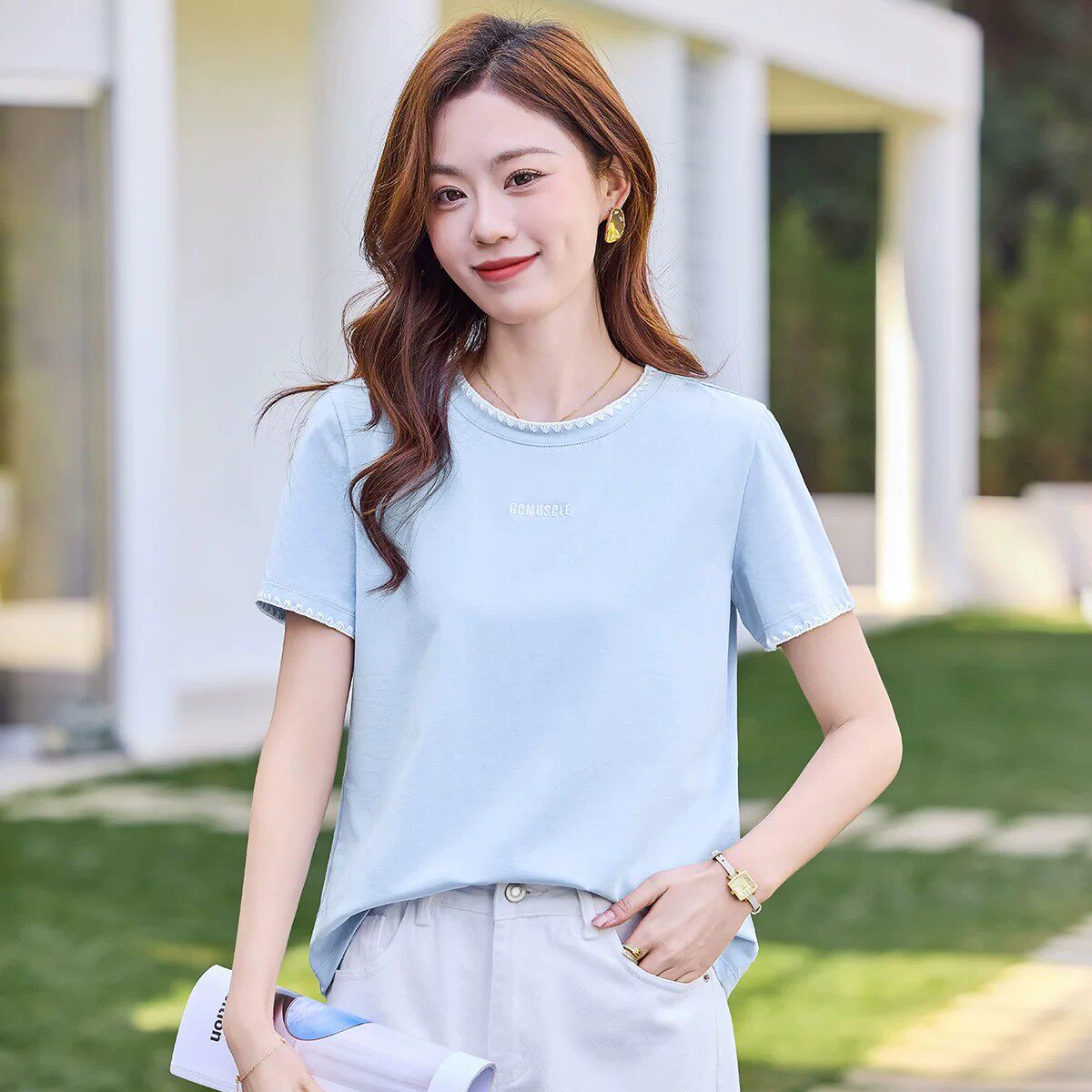 圆领短袖t恤女2026夏季新款女装宽松洋气减龄女士上衣半袖体恤衫