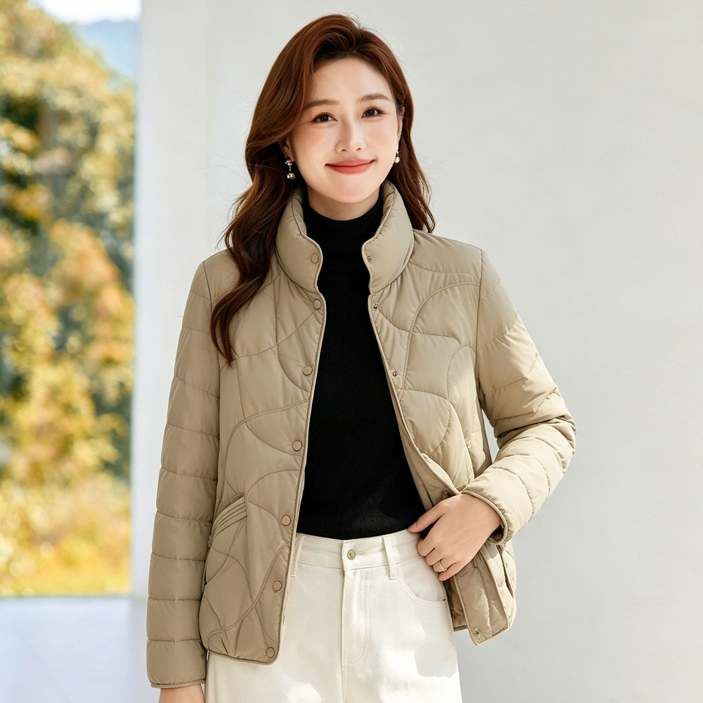 立领轻薄羽绒服女短款2026年秋冬