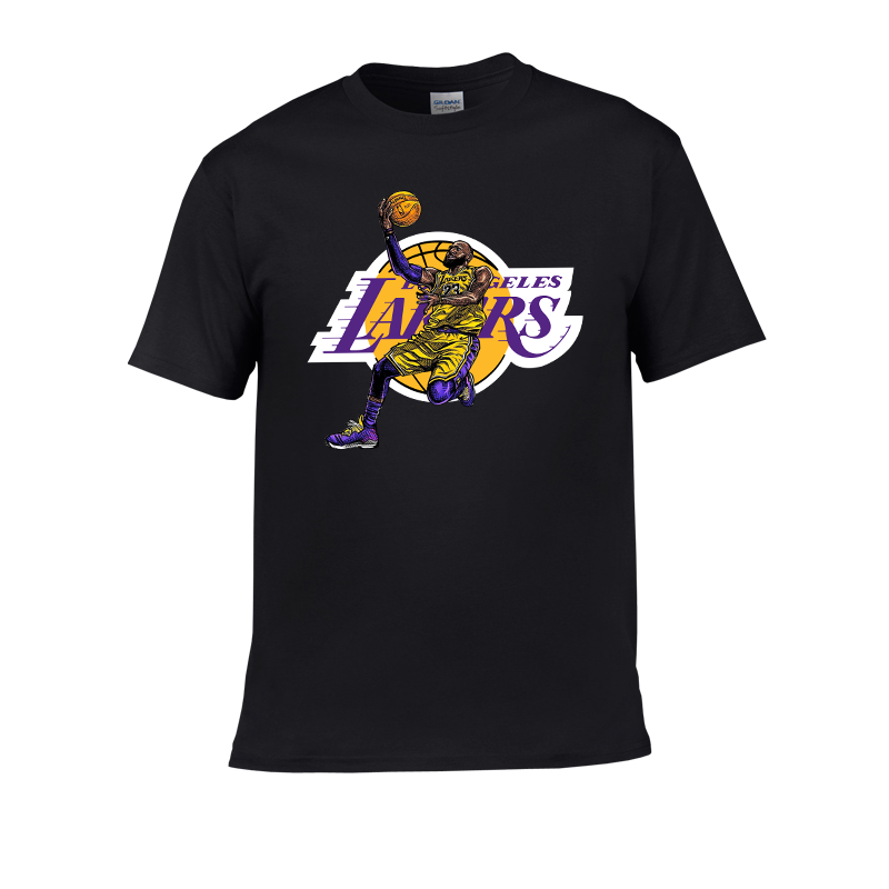 男士纯棉圆领半袖体恤洛杉矶湖人詹姆斯詹皇篮球纯棉短袖t恤夏季