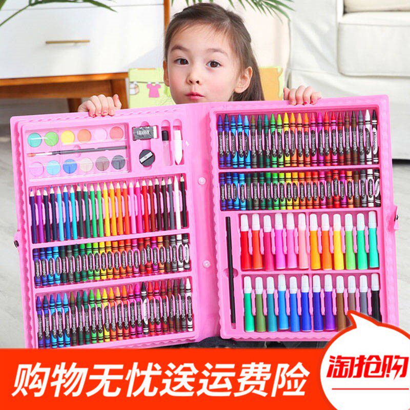 新款儿童水彩笔绘画套装送画本礼盒画笔蜡笔幼儿园礼物小学生美术