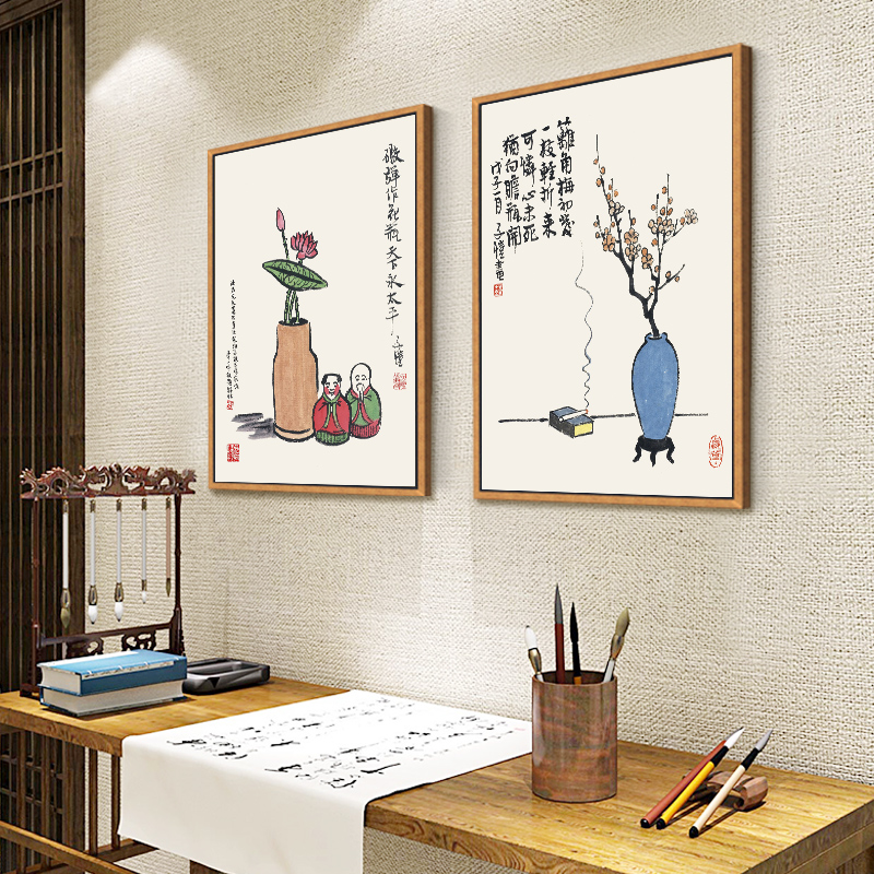 丰子恺装饰画书房挂画茶楼茶室壁画新中式客厅墙画玄关画禅意画 家居饰品 现代装饰画 原图主图