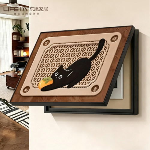 复古猫电表箱装饰画2026新款弱电箱盖板电闸盒遮丑壁画配电箱挂画