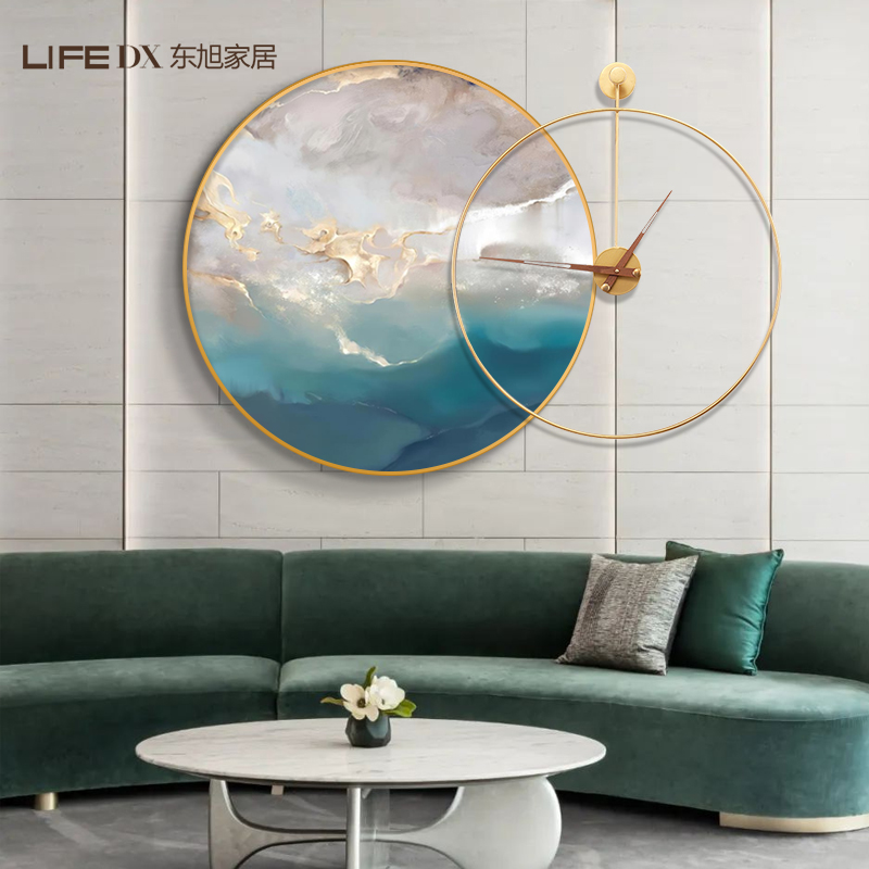抽象餐厅组合挂钟客厅家用装饰画带钟表个性创意挂墙现代简约圆形图片