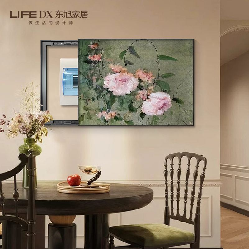花卉电表箱装饰画中古风复古配电箱挂画高级感遮挡电表箱盒免打孔图片
