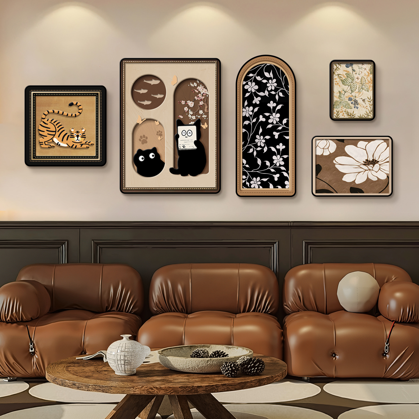 中古风客厅装饰画 画向日葵法式覆古艺术沙发背景墙挂画 画小众组