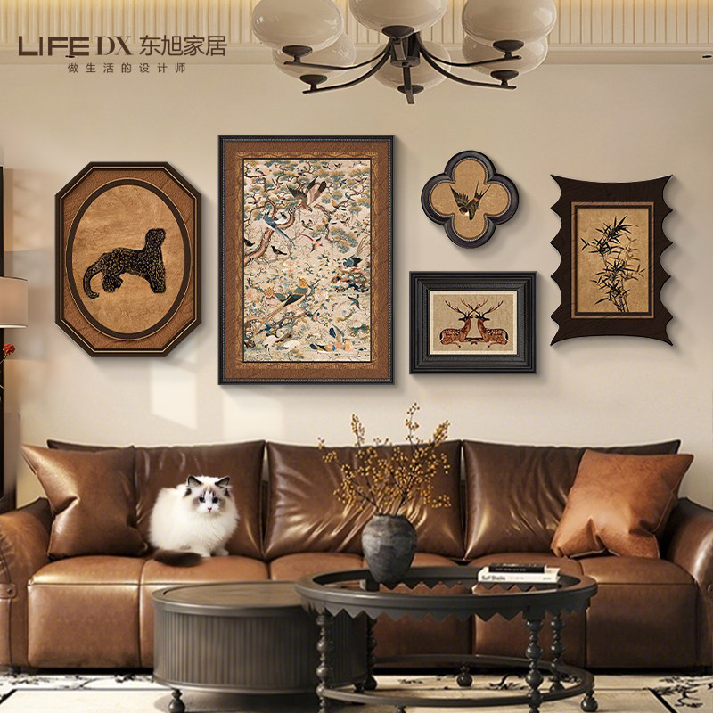 中古风客厅装饰画沙发背景墙挂画2026新款法式复古高级感艺术壁画,家居饰品,现代装饰画,淘宝优惠券,粉丝福利购,淘宝优惠卷