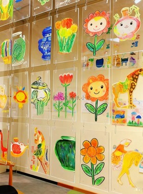 幼儿园美工区透明绘画片吊饰方形