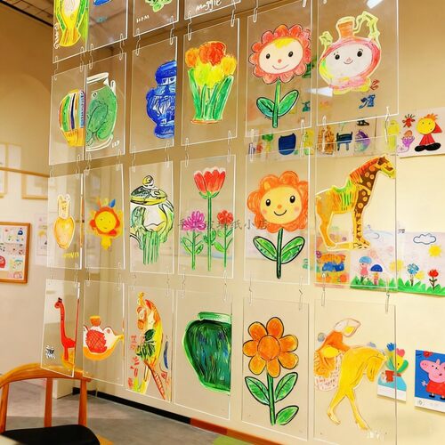 幼儿园美工区透明绘画片吊饰方形