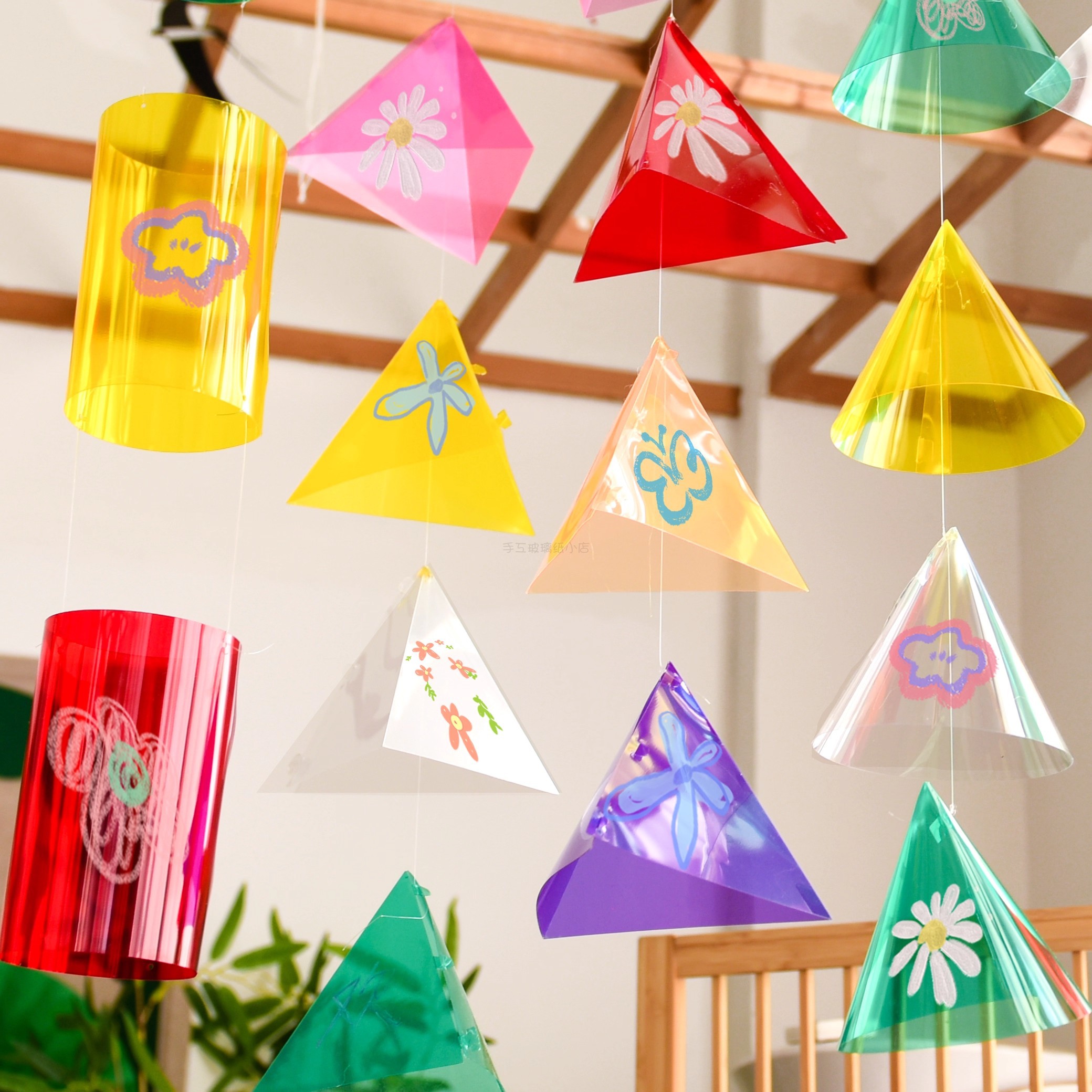 透明绘画片圆锥形环创挂吊饰材料