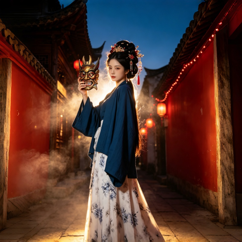 法门寺汉服改良碎花吊带裙套装