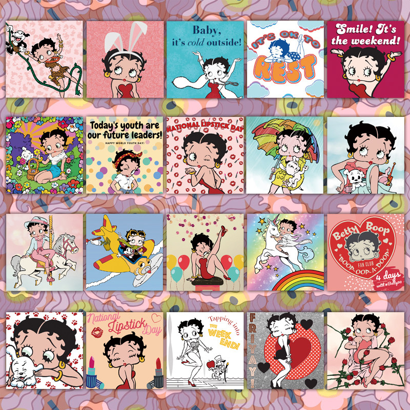 20张betty boop贝蒂娃娃贴纸欧美卡通大眼妹手机壳行李箱贴画防水