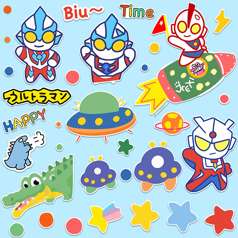 整张卡通奥特曼贴纸汽车行李箱ipad电脑装饰贴画玻璃书本桌面贴图