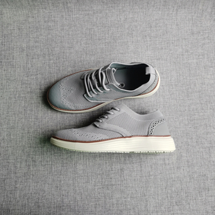 跨境出口男鞋秋季新款飞织透气超轻软底宽楦大码商务工装休闲鞋47