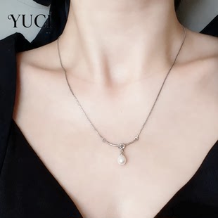 沧海遗珠一字扣淡水珍珠项链女2025新款爆款小众手作设计轻奢高级