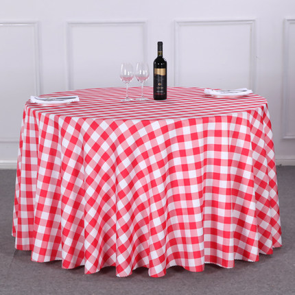 格子小清新桌布布艺圆形餐桌布酒店餐厅咖啡厅圆桌台布田园格子布