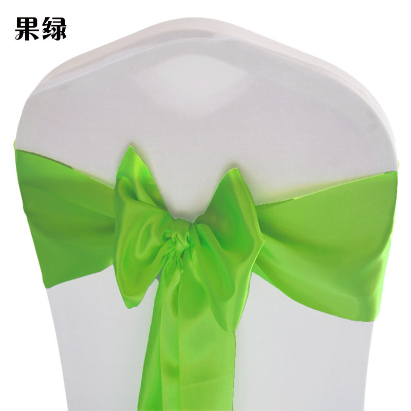 婚庆椅背蝴蝶结酒店宴会弹力椅套飘带色丁绑带椅背花缎带装饰自系