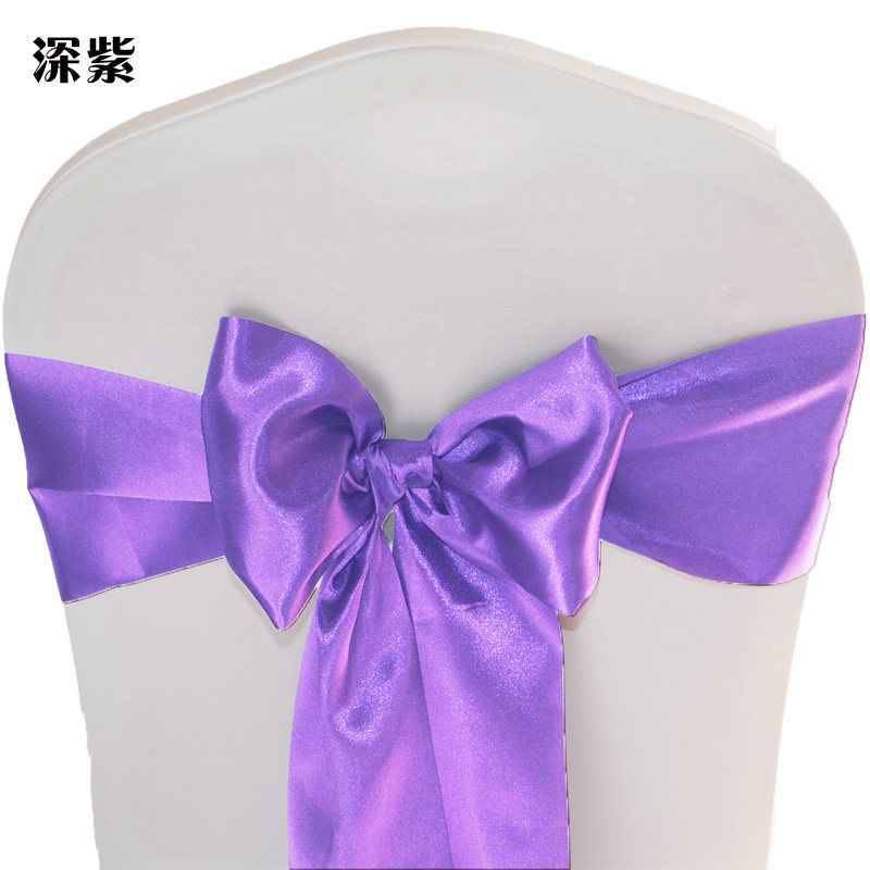 婚庆椅背蝴蝶结酒店宴会弹力椅套飘带色丁绑带椅背花缎带装饰自系